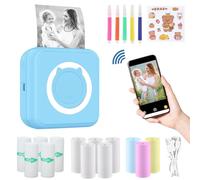 ZAKVOP Mini Photo Printer - Wireless Thermal Pocket Printer for School, Home, Lists, DIY Doodle Dash, Photos Printing - Blue