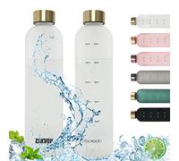 ZAKVOP Water Bottle, 1 Litre Sports Water Bottle with Time Marking, Drinking Reminder, Suitable for Carbonated Drinks, Sports Bottle, Leak-Proof, BPA-Free, Ideal for Sports and Outdoor Activities