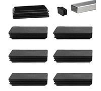 Zaky 12 pcs Rectangle Tubing Plug Cap Black 100 x 50mm for Furniture Glide Prevention Plastic Post End Insert for Chair Desk Tube Protector