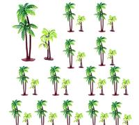 Zaky 20 pcs Coconut Palm Tree Mini Plastic Artificial Palm Tree for Cupcake Topper, Cake Decorations Aquarium Plants, Building Model Landscape（7cm，14cm）