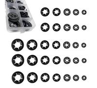 Zaky 200 pieces Internal Tooth Starlock Washers M3 M4 M5 M6 M8 M10 M12 Quick Speed Locking Washers Push On Speed Clips Fasteners Assortment Kit (7 size)