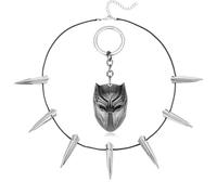 Zaky 22 pcs Chic Necklace for Black Panther Cosplay Jewelry Mask Keyring Sticker Set for Small Medium Persons Collectibles Merch Gifts