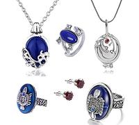Zaky 6 pcs The Vampire Elena Vervain Verbena Opening Necklaces Daywalking Katherine Charm Pendant Damon Ring Jewelry Set Cosplay for Fans