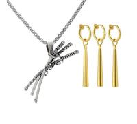 Zaky Anime Cosplay Accessories One P. Jewelry Samurai Sword Pendant Necklace Zoro Ear Clip Set With Cartoon Character Sticker (No ear piercing required) 14 pcs