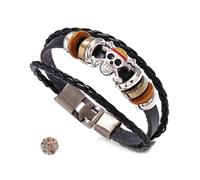 Zaky Braided Leather Bracelet Skull Anime One P Sticker Black for Unisex Jewellery Accessories Gift 101 pcs