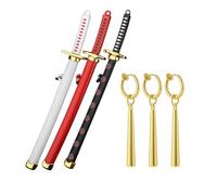 Zaky Zoro Samurai Sword Pendant Keychains One P. Anime Straw Hat Luffy Cosplay Accessories Fashionable Vertical Drop Earrings With Cartoon Character Sticker 16 pcs