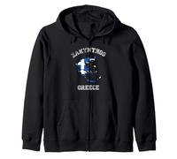 Zakynthos Greece Classic Greece Flag Map Design Zip Hoodie