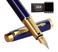 Zalantan Fountain Pen, luxury Fine point smooth writing pens for journaling fancy pens with Gift Case 8 black ink cartridges an ink converte nice pens metal pen writer gifts (Blue)