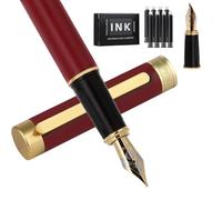 Zalantan Fountain pen,Luxury Nice pen gift pure copper heavy feel Pen Smooth Writing Pens for Men Funcy Pens with Gift CaseIncludes a Calligraphy Nib 8 Cartridges a Ink Refill Converter