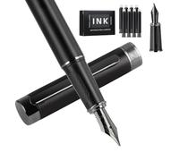 Zalantan Fountain pen, luxury pen, Nice pen gift, Office Executive Pen Smooth Writing Pens for Men Fancy Pens with Gift Case Includes a Calligraphy Nib 8 Cartridges a Ink Refill Converter (Black)