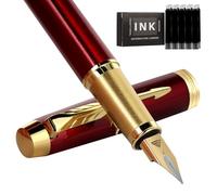 Zalantan Luxury Fountain Pen - Fine Point Smooth Writing Pen with Gift Case, 10 Black Ink Cartridges and Ink Converter