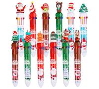 ZALAON 12PCS Christmas 10-in-1 Multicoloured Ballpoint Pens - Retractable Cartoon Pen Set for Kids, Novelty School Supplies, Christmas Party Favours & Stocking Fillers