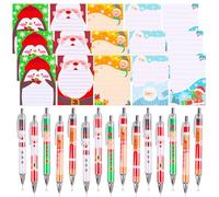 ZALAON 30PCS Christmas Pens and Sticky Notes Set - 15 Ballpoint Pens & 15 Cartoon Notepads - Holiday Stationery for Kids, Teachers, Office, School, Xmas Party Favours & Stocking Fillers