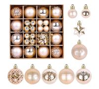 ZALAON 44 Pcs Christmas Ball Ornaments, 1.2/2.3 Inch Champagne/Rose Gold Christmas Baubles Tree Hanging Ball Set for Xmas Party Indoor/Outdoor Decorations