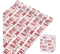 ZALAON Bronzing Red Christmas Wrapping Paper Roll, 43CM x 10M Glitter Red Merry Christmas Letter Wrapping Paper Presents Wrapping for Gift Boxes Festival Decoration