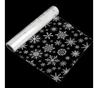 ZALAON Cellophane Wrap Roll - 80CM x 30M Snowflakes Cellophane Wrap Clear Wrapping Paper Roll for Christmas Flowers Hampers Baskets Gifts