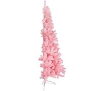 ZALAON Half Christmas Tree,1.8M Pink Artificial Half Christmas Tree with Stand Slim Half Xmas Tree Christmas Decoration Holiday Decoration
