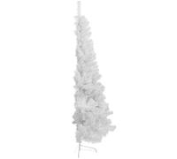 ZALAON Half Christmas Tree, 5FT/150CM White Artificial Half Christmas Tree for Wall with Metal Stand Slim Half a Xmas Tree Holiday Decoration