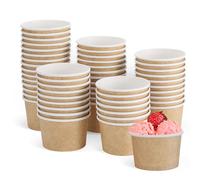 ZALAON Paper Ice Cream Cups,100 x 3OZ/130ML Disposable Brown Paper Dessert Cups for Party Sundae Frozen Yogurt