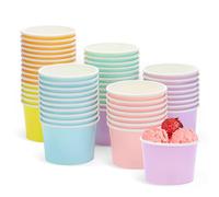 ZALAON Paper Ice Cream Cups,60 x 3OZ/130ML Disposable Colorful Paper Dessert Cups for Sundae Frozen Yogurt