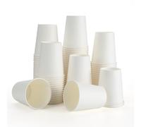 ZALAON Paper Ice Cream Cups, Disposable Colorful Paper Dessert Cups for Sundae Frozen Yogurt (100pcs 9OZ White)
