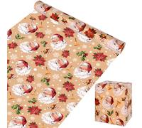 ZALAON Santa Claus Wrapping Paper Roll, 43CM x 10M Christmas Wrapping Paper Presents Wrapping Kraft Paper for Gift Boxes Festival Decoration