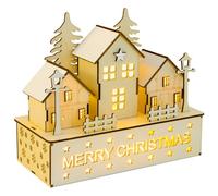 ZALAON Wood Christmas Light Up House Decoration,Table Lighted Wooden House Decoration For Party Favors Home