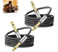 ZALAOR 2 Pcs 2 M 6.35 Mm TS Guitar Cables, 1/4-Inch Braided Jack Leads