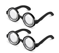 ZALAOR 2 Pcs Black Nerd Glasses for Fancy Dress: Funny Joke Glasses - Novelty Round Eyewear with Silly Look - Ideal for Halloween Party School Play Cosplay Christmas Carnival