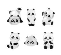 ZALAOR 6 Pcs Resin Animals Panda Figurines - Miniature Resin Animals - Mini Glow in the Dark Animals - Black and White Tiny Resin Panda Decor for Home, Garden & Desk Decoration