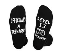ZALAOR Black Cotton Non-Slip 13th Birthday Socks For Boys And Girls