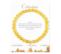 ZALAOR Citrine Bracelet for Women - Natural Crystal Gemstone Beaded Stretch Bracelet - Healing Energy Stone Jewelry for Wealth Prosperity - Spiritual Citrine Crystal Bracelet Gift