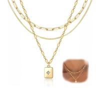 ZALAOR Gold Layered Necklaces for women - 3 Pcs Trendy Layered Pendant Necklace Set, Adjustable 3-Tier Copper Chain Jewelry for Daily Wear, Parties & Gifts