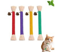 ZALAOR Natural Catnip Cat Chew Toys - 4 PCS Kitten Teething Toys - Cat Teeth Cleaning Rope for Plaque and Tartar Removal - Interactive Cats Chew Toy for Indoor Cats Stress Relief