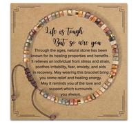 ZALAOR Natural Stone Beaded Bracelet for Women: Anxiety Relief Healing Bracelets with Inspirational Card - Adjustable Friendship Bracelet - Yoga Meditation Gift for Birthday