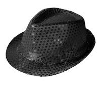 ZALAOR Sequin Bowler Hat for Kids: 54CM Kids Top Hat - Black Fancy Dress Fedora for Boys and Girls - Sparkly Jazz Dance Costume Hat for Halloween, Party, Disco, Stage, or Hip-Hop Performances