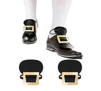 ZALAOR Shoe Buckles for Costume Accessories - Vintage Metal Buckles with Elastic Strap - Colonial Style Gold Shoe Buckles - Fancy Dress Footwear Accessories for Adults