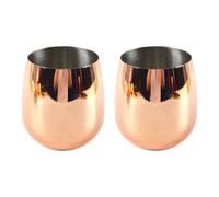 zalati 2-piece Handle-free Stainless Steel Copper-plated Wine Glasses and Drinking Cups Suitable for Dining Tables, Parties, Outdoor Use, Etc.