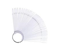 zalati 50pcs Oval Color Card Manicure Display Plate Transparent Nail Plate Nail Ring Display with Metal Ring for Nail Gel Oil Practice Nail Art And Beginners