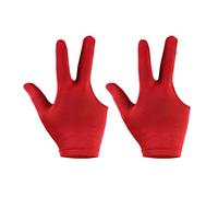 zalati Billiard Gloves 2pcs Three Finger Snooker Cue Hand Cover Spandex Lycra for Left and Right Hand - Red