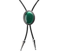 zalati Bolo Tie with Natural Green Stone Braided PU for Necktie Western