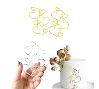 zalati Cake Toppers 5pcs Acrylic Personalised Decoration with Hearts Pattern for DIY Baking Theme Party Hanging Ornaments - 3pcs Gold & 2pcs Silver