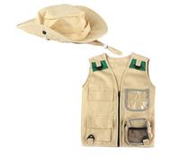 zalati Cargo Vest with Hat Explorer Adventure Backyard Park Safari Zoo Keeper Style Outdoor Activity for Kids
