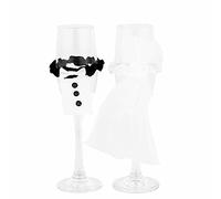 zalati Champagne Glass Cup Decoration Bride and Groom Style Glass Cover for Wedding Party Banquet Dinner Table Decoration