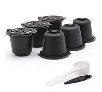 zalati Coffee Capsules 6pcs Refillable Reusable Coffee Filters Pods with Spoon and Brush for Nespresso Cups OriginalLine Compatible