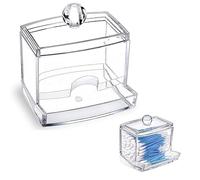 zalati Cotton Swab Holder Cotton Bud Box with Lid for Bathroom Makeup Beauty Organizer