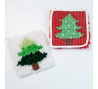 zalati Latch Hook Kit 2pcs the White and the Red Christmas Tree Rug Sewing Set Craft Kits Bedroom Home Decoration for DIY Gifts Lovers