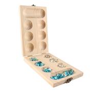 zalati Mancala Board Game Set with Wooden Folding Board and Colored Glass Beads Classic Mancala Strategy Game