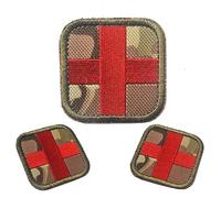 zalati Medic Patch Red Cross Embroidery with Hook and Loop for First Aid Trauma, First Response Rescue Kit, Medical, Paramedic, Tactical, Emergency, EDC Bag - MC Camo Color