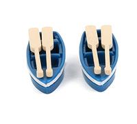 zalati Mini Fishing Boat with Oar 2pcs Miniature Micro Landscape Boats with Paddles Ornaments for Toy House Pool Building Decor
